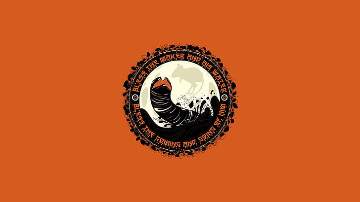 logo tikus putih bulat dan hitam, Dune (seri), Sandworm, Wallpaper HD