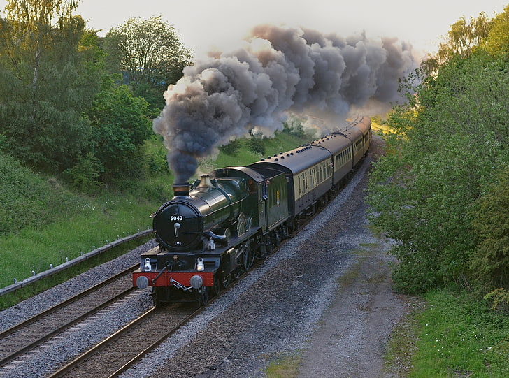 Dampfzug, England, schwarzer und grauer Zug, Europa, Vereinigtes Königreich, England, Vereinigtes Königreich, Derbyshire, Danesmoor, HD-Hintergrundbild