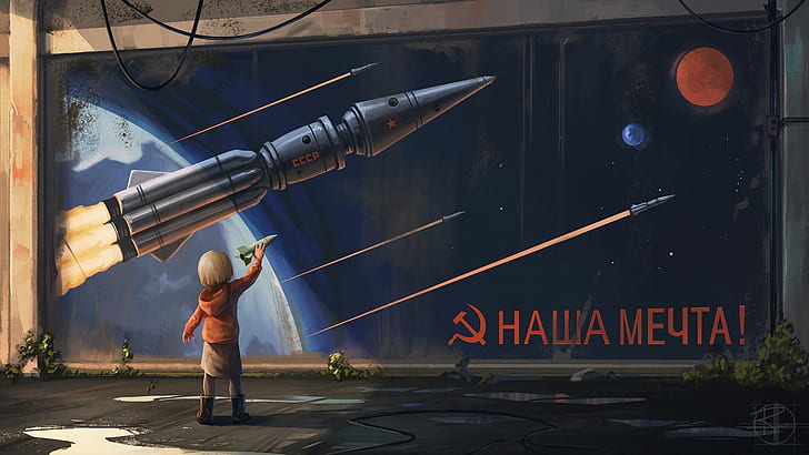 USSR, Rocket, Art, HD wallpaper