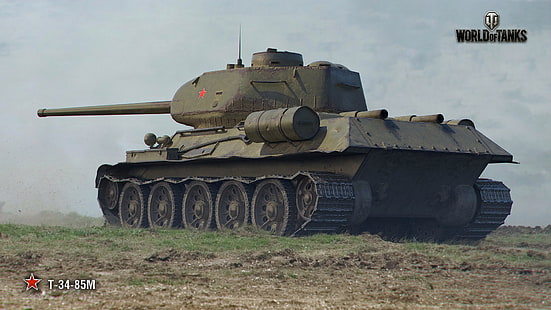 T-34, WoT, World of Tanks, tanque soviético, Jogos de guerra, T-34-85M, HD papel de parede HD wallpaper