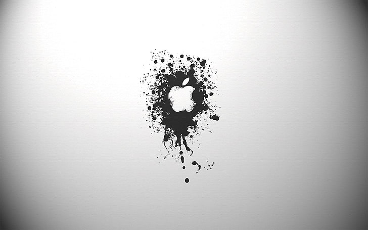 شعار Apple ، شركة Apple Inc. ، شعار ، بقع الطلاء ، بساطتها، خلفية HD