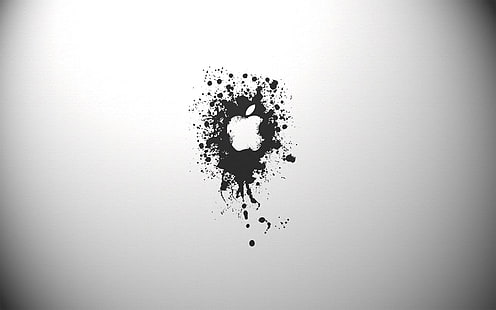 Appleロゴ、Apple Inc.、ロゴ、ペイントスプラッタ、ミニマリズム、 HDデスクトップの壁紙 HD wallpaper