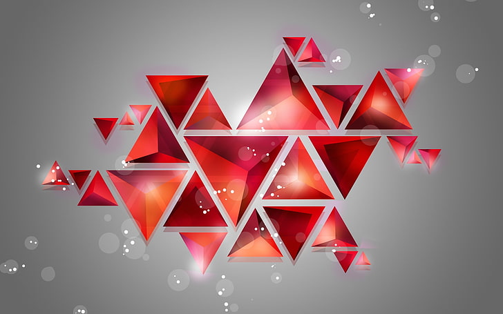 triangular red clip art, geometric shapes, shine, shape, abstraction, HD wallpaper