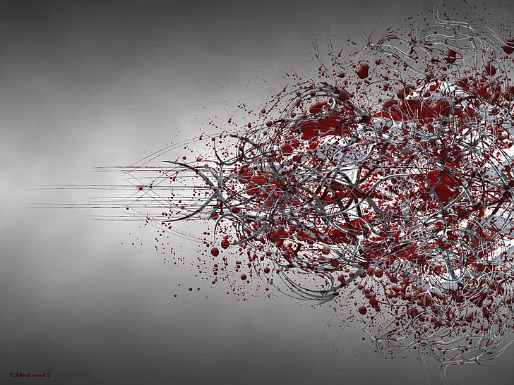 white and red floral textile, abstract, blood spatter, HD wallpaper