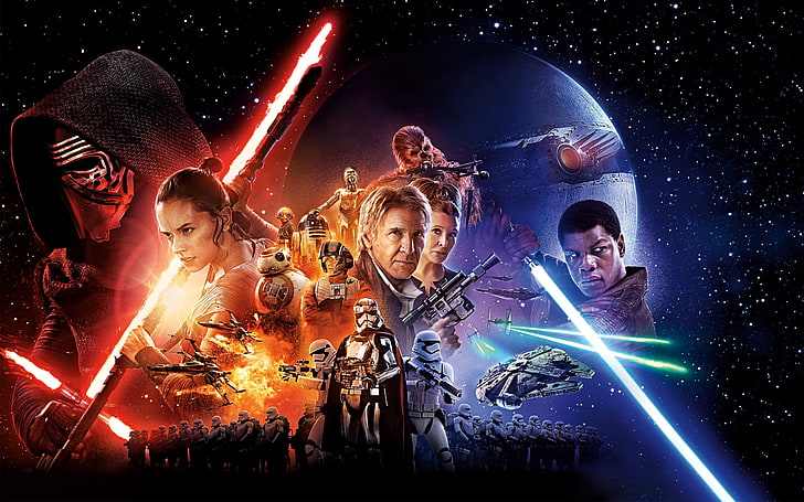 Carta da parati digitale di Star Wars, guerre stellari, la forza si risveglia, personaggi principali, Sfondo HD