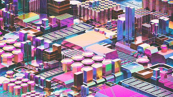 elektronisch, vaporwave, retrowave, lila, pink, digitale kunst, retro computer, pcb, HD-Hintergrundbild HD wallpaper