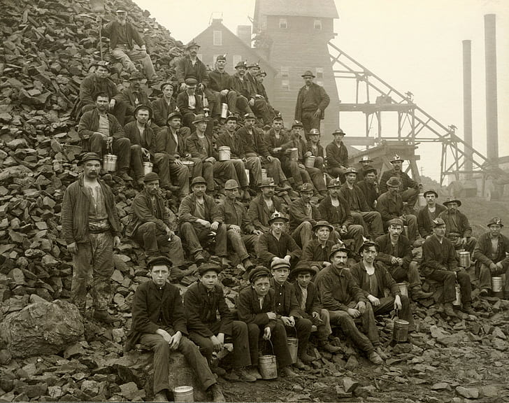 vintage, pekerja, orang-orang, foto-foto lama, Michigan, AS, tambang, batu, Wallpaper HD