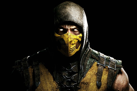 cara, Mortal Kombat X, Scorpion (personaje), videojuegos, Fondo de pantalla HD HD wallpaper
