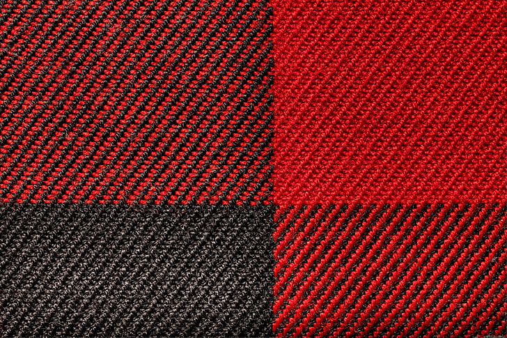 röd och svart stickad textil, tyg, struktur, rutig, HD tapet