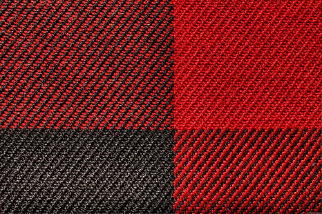 red and black knitted textile, fabric, texture, plaid, HD wallpaper HD wallpaper