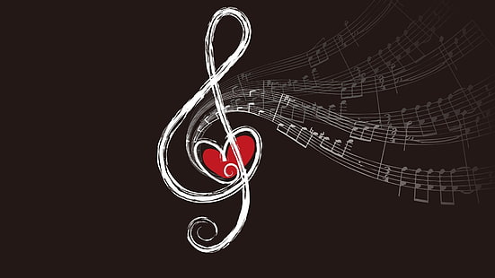 Heart Notes HD, dibujo de notas musicales, música, corazón, notas, Fondo de pantalla HD HD wallpaper