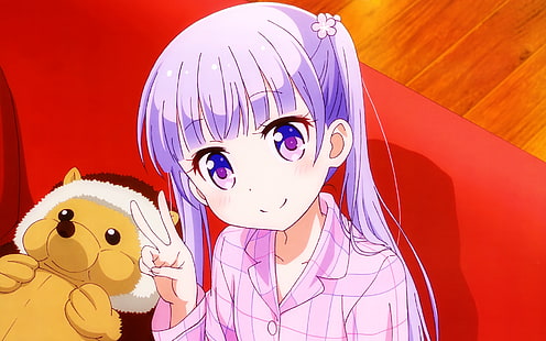 аниме, Нова игра!, аниме момичета, Aoba Suzukaze, лилава коса, лилави очи, двойни опашки, HD тапет HD wallpaper