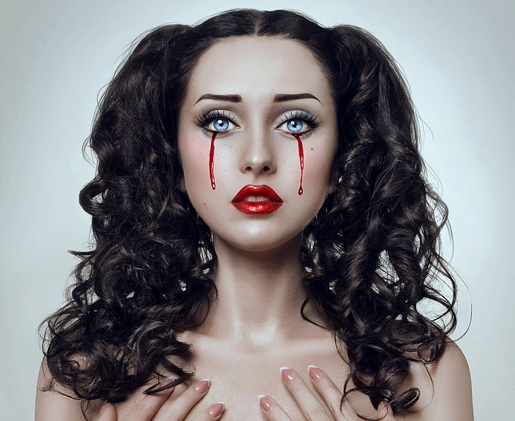 las mujeres enfrentan lágrimas sangrientas ojos de sangre lubov pabat, Fondo de pantalla HD