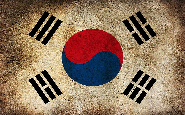 South Korea, flag, Asian, Korean