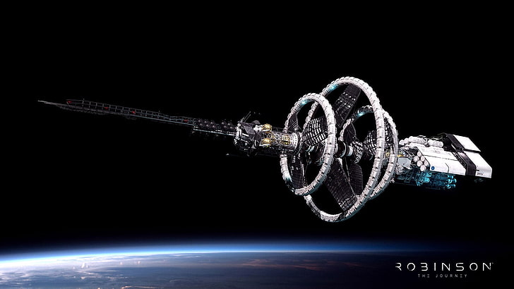 Plakat satelitarny Robinsona, science fiction, kosmos, statek kosmiczny, gry wideo, Robinson: The Journey, Tapety HD