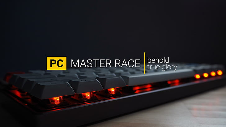 hitam PC Master Race keyboard komputer, PC Master Race, keyboard mekanis, Wallpaper HD