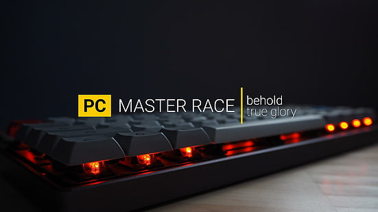 черный PC Master Race компьютерная клавиатура, PC Master Race, механическая клавиатура, HD обои HD wallpaper