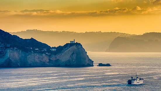 Golfo de Nápoles da ilha de Procida, Itália, Europa, HD papel de parede HD wallpaper