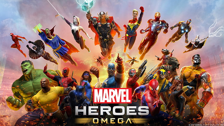 marvel heroes omega, games, 2017 games, hd, 5k, 4k, spiderman, hulk, deadpool, HD wallpaper
