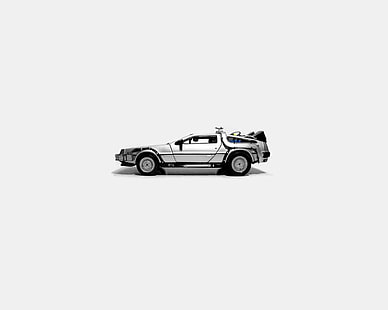  Back to the Future, Back to the Future II (Movies), Back to the Future III (Movie), car, Marty McFly, Dr. Emmett Brown, minimalism, white, HD wallpaper HD wallpaper