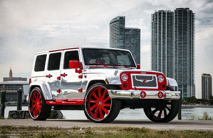 wheels, with, Wrangler, Jeep, chrome, complete, forgiato, exterior, wrap, HD wallpaper