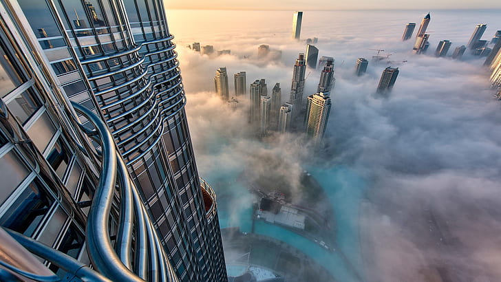 Städer, Dubai, byggnad, stad, dimma, skyskrapa, Förenade Arabemiraten, HD tapet