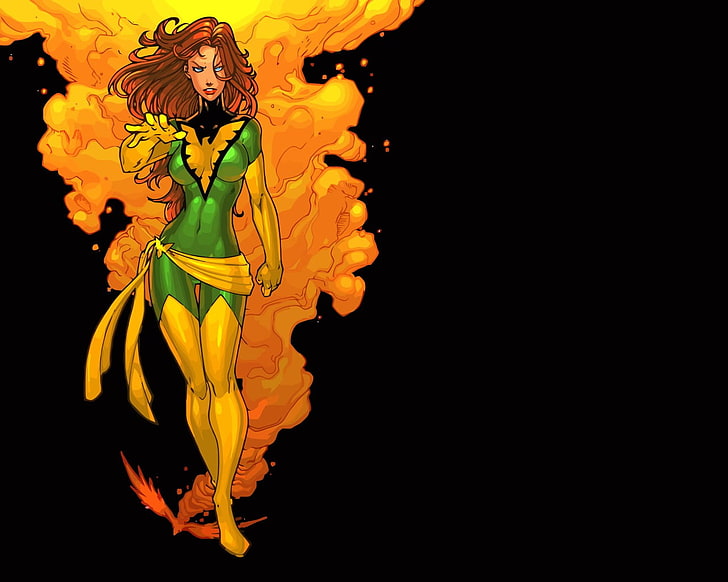 Jean Grey illustration, X-Men, Jean Grey, phoenix, superheroines, comics, HD wallpaper