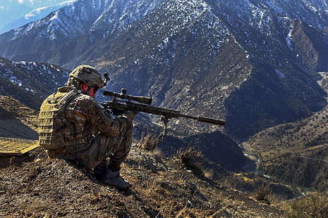 soldater berg landskap vapen militära afghanistan oss armégevär 5075x3383 Flygplan Militär HD Konst, berg, soldater, HD tapet HD wallpaper