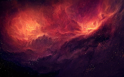 röda Vintergatan, rymden, rymdkonst, nebulosa, TylerCreatesWorlds, stjärnor, digital konst, HD tapet HD wallpaper