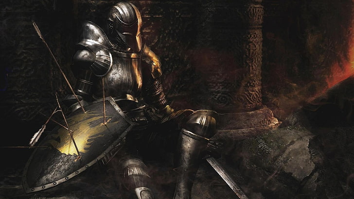 knight rustning digital tapet, videospel, Demon's Souls, HD tapet