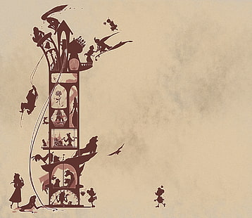 Ilustrasi siluet Disney, kartun, Walt Disney, Wallpaper HD HD wallpaper