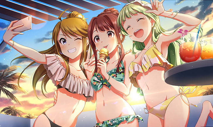 Anime, Sang Idolmaster: Juta Hidup!, Elena Shimabara, Kotoha Tanaka, Megumi Tokoro, Wallpaper HD