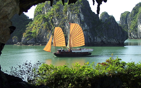 Красив залив Халонг Виетнам, HD тапет HD wallpaper