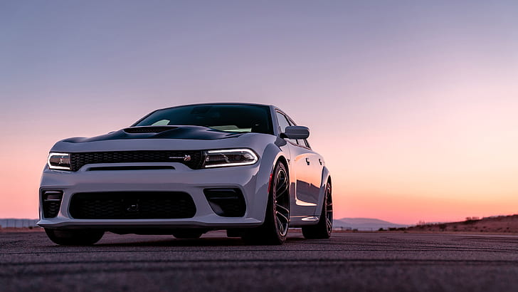 Dodge, Dodge Charger Scat Pack Widebody, Car, Muscle Car, White Car, HD wallpaper