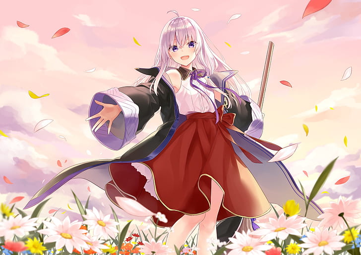 Anime, The Journey of Elaina, Elaina (The Journey of Elaina), Flower, Girl, Sunset, HD wallpaper