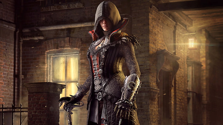 karakter mengenakan wallpaper 3D jas hitam dan cokelat, Evie Frye, Ubisoft, Assassin's Creed Syndicate, video game, Wallpaper HD