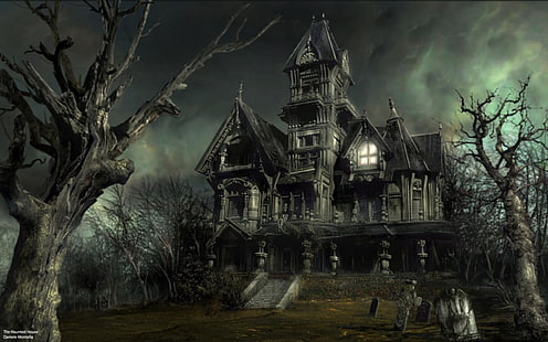 halloween houses haunted 1680x1050  Architecture Houses HD Art , houses, halloween, HD wallpaper HD wallpaper