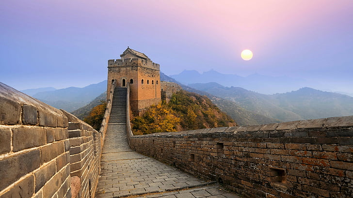 chmura, góry, starożytne, krajobraz, grzbiet, luanping, wielki mur jinshanling, wielki mur, jinshanling, wielki mur w Jinshan Ridge, turystyka, budynek, światowe dziedzictwo unesco, historia, chiny, góra, poranek, atrakcja turystyczna, historia starożytna, świt, fortyfikacja, mur, punkt orientacyjny, historyczny, niebo, azja, wielki mur chiński, Tapety HD