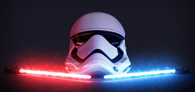  Star Wars, stormtrooper, lightsaber, ultrawide, artwork, digital art, CGI, ArtStation, helmet, HD wallpaper HD wallpaper