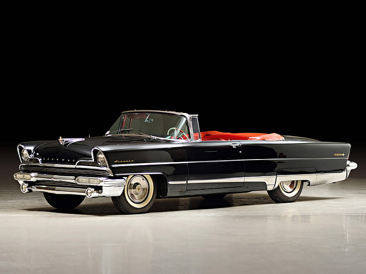 1956 Lincoln, samochód, Oldtimer, czarne auta, pojazd, Tapety HD