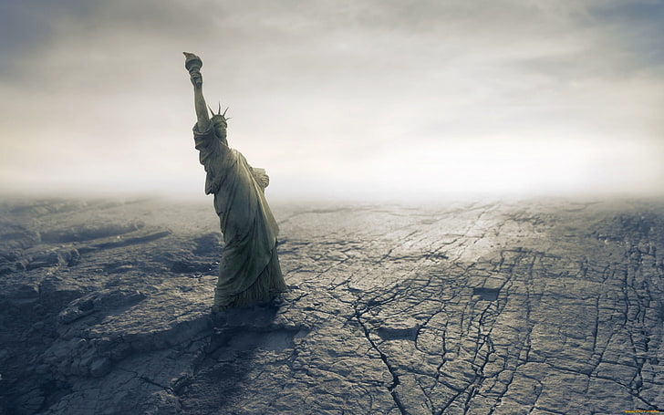 Statue of Liberty, apocalyptic, render, Statue of Liberty, HD wallpaper