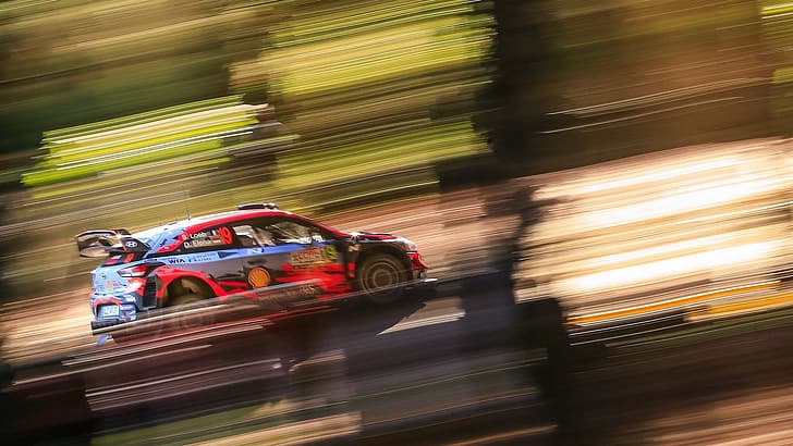 wrc, Hyundai i20, 2019 (anno), Loeb, motion blur, Rally, Sfondo HD