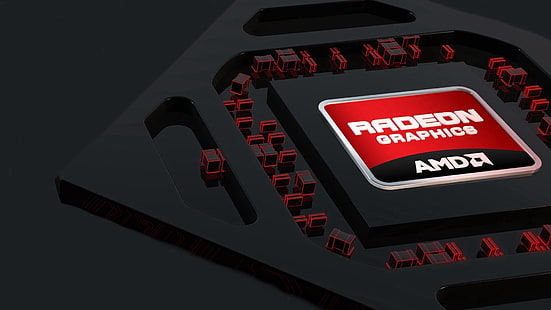 czarno-czerwona ilustracja karty graficznej Radeon AMD, gpu, amd, radeon, Tapety HD HD wallpaper