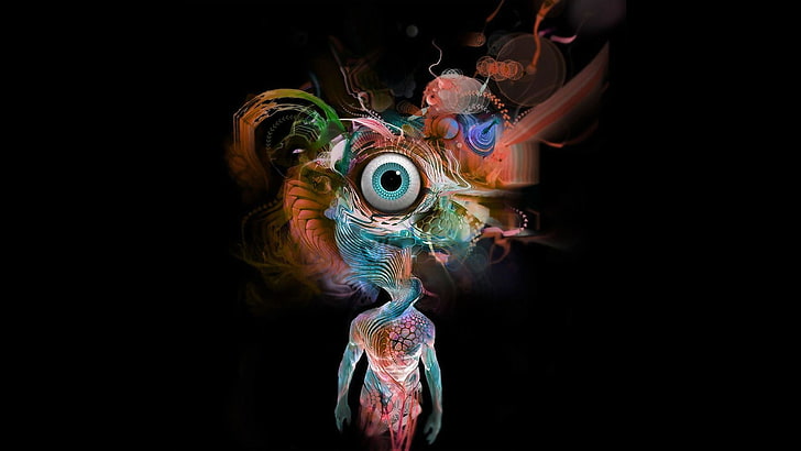 psychedelic, abstract, eyes, HD wallpaper