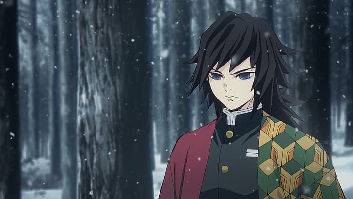 หิมะ อะนิเมะ Anime screenshot Kimetsu no Yaiba Giyu Tomioka (Kimetsu no Yaiba) Tomioka Giyuu ดาบ ซามูไร Hashira Kamado Tanjiro Kamado Nezuko ปีศาจ ใบหน้าปีศาจ เลือด ธรรมชาติ ภูเขา, วอลล์เปเปอร์ HD