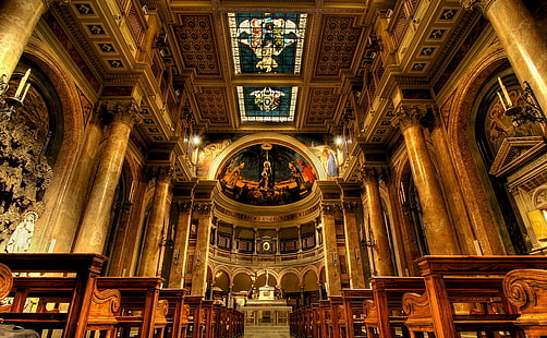 Chiesa di Roma, chiesa marrone concreta, architettura, costruzione, chiesa, Italia, interno, Roma, Sfondo HD HD wallpaper