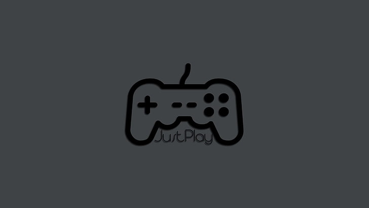 black game controller stencil, gamers, minimalism, PC gaming, just play, playing, HD wallpaper