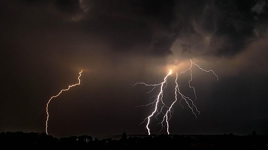 الرعد والبرق والسماء والعاصفة الرعدية والظلام والعاصفة والسحاب والليل، خلفية HD HD wallpaper