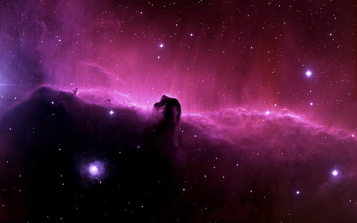 fioletowo-czarna galaktyka, przestrzeń, galaktyka, Mgławica Koński Łeb, sztuka cyfrowa, gwiazdy, sztuka kosmiczna, Tapety HD