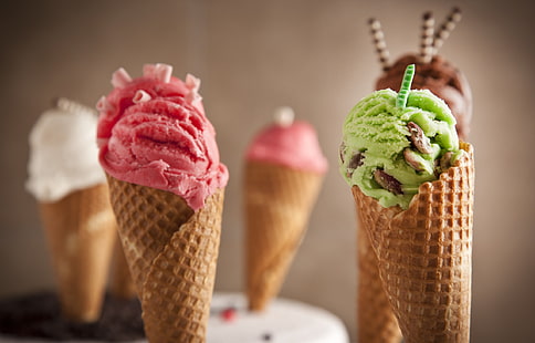 Eis, Süßigkeiten, Essen, Waffeln, Makro, HD-Hintergrundbild HD wallpaper